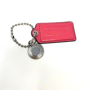 Coach Double Keyring Bag Charm Rectangle Pink Patent Round  Replacement Hang Tag